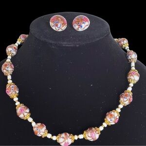 Italian wedding cake bead set vintage white and pink